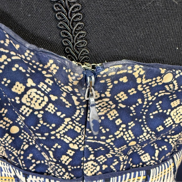 Anthropologie Maeve Boho Shibori Tie Dye Strapless Dress, Blue & Tan, Size 8 - Picture 5 of 15